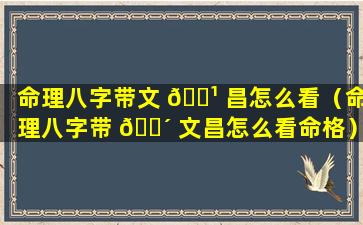 命理八字带文 🌹 昌怎么看（命理八字带 🐴 文昌怎么看命格）